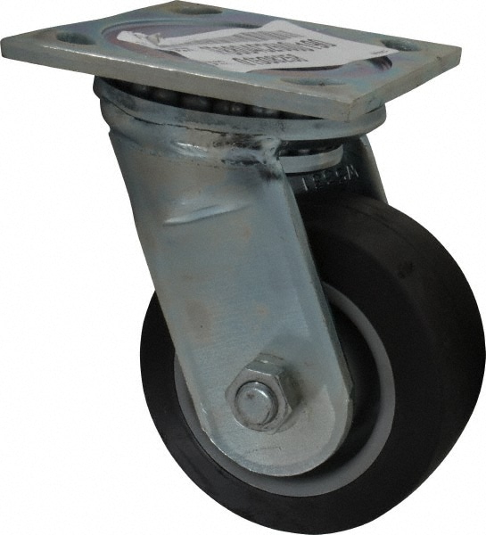 E.R. Wagner 1F8804C26000190 Swivel Top Plate Caster: Thermoplastic Rubber, 4" Wheel Dia, 2" Wheel Width, 300 lb Capacity, 5-5/8" OAH 