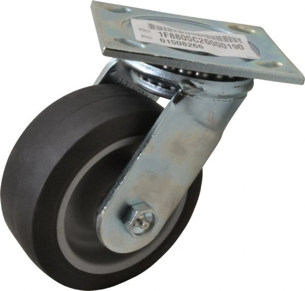 E.R. Wagner 1F8805C26000190 Swivel Top Plate Caster: Thermoplastic Rubber, 5" Wheel Dia, 2" Wheel Width, 325 lb Capacity, 6-1/2" OAH 