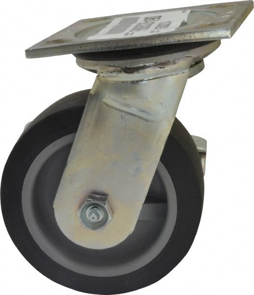 E.R. Wagner 1F8805C26002190 Swivel Top Plate Caster: Thermoplastic Rubber, 5" Wheel Dia, 2" Wheel Width, 325 lb Capacity, 6-1/2" OAH 