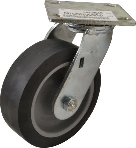 E.R. Wagner 1F8806C26000190 Swivel Top Plate Caster: Thermoplastic Rubber, 6" Wheel Dia, 2" Wheel Width, 400 lb Capacity, 7-1/2" OAH 