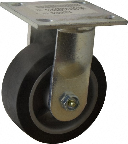 E.R. Wagner 1F8305C26000190 Rigid Top Plate Caster: Thermoplastic Rubber, 5" Wheel Dia, 2" Wheel Width, 325 lb Capacity, 6-1/2" OAH 