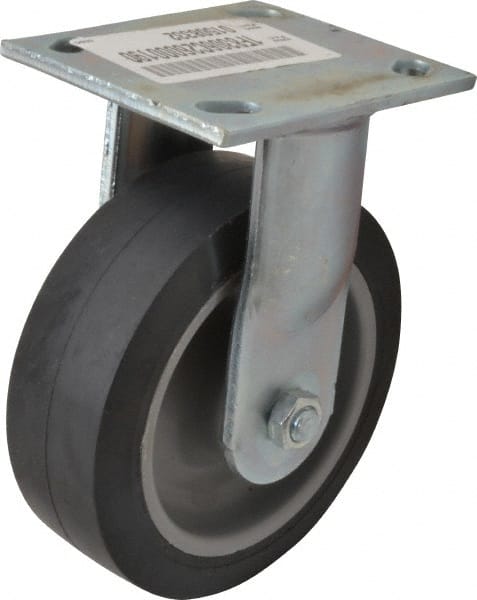 E.R. Wagner 1F8306C26000190 Rigid Top Plate Caster: Thermoplastic Rubber, 6" Wheel Dia, 2" Wheel Width, 400 lb Capacity, 7-1/2" OAH 