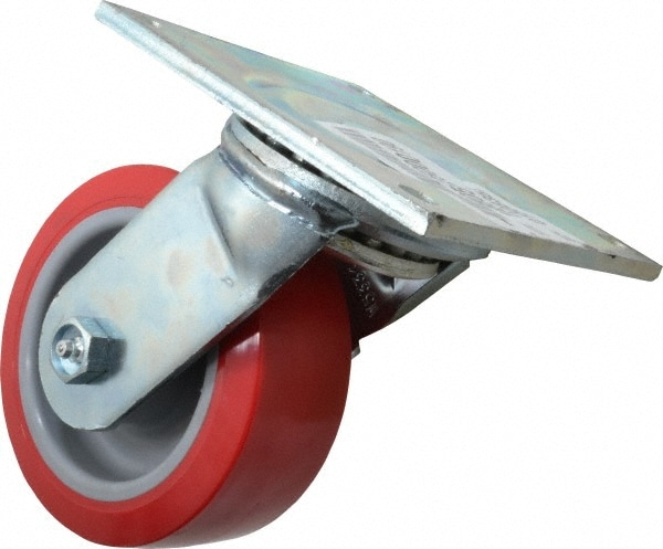 E.R. Wagner 1F8805C25000190 Swivel Top Plate Caster: Polyurethane, 5" Wheel Dia, 2" Wheel Width, 750 lb Capacity, 6-1/2" OAH 