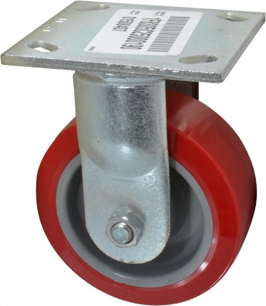 E.R. Wagner 1F8305C25000190 Rigid Top Plate Caster: Polyurethane, 5" Wheel Dia, 2" Wheel Width, 750 lb Capacity, 6-1/2" OAH 