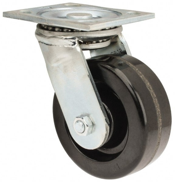 E.R. Wagner 1F8805438000190 Swivel Top Plate Caster: Phenolic, 5" Wheel Dia, 2" Wheel Width, 1,000 lb Capacity, 6-1/2" OAH 