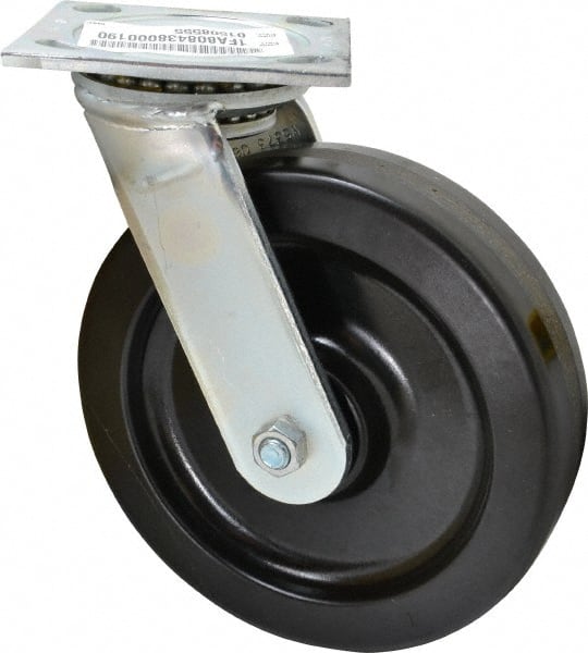 E.R. Wagner 1FA808438000190 Swivel Top Plate Caster: Phenolic, 8" Wheel Dia, 2" Wheel Width, 1,200 lb Capacity, 9-1/2" OAH 