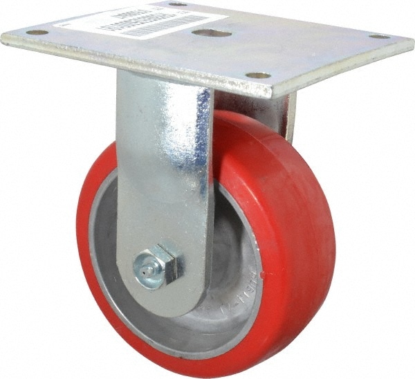 E.R. Wagner 1F8305525000191 Rigid Top Plate Caster: Polyurethane, 5" Wheel Dia, 2" Wheel Width, 1,000 lb Capacity, 6-1/2" OAH 