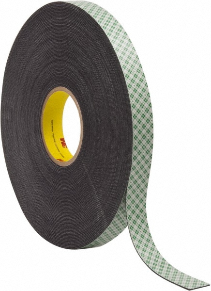 Black Double-Sided Urethane Foam Tape: 1" Wide, 36 yd Long, 1/16" Thick, Acrylic Adhesive - Continuous Roll, Series 4056