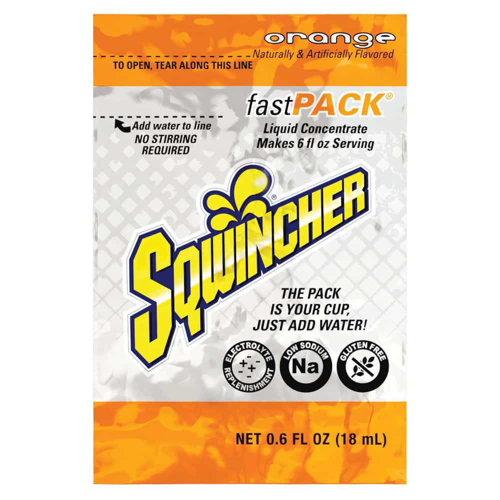 Sqwincher 159015304 Activity Drink: 0.6 oz, Packet, Orange, Liquid Concentrate, Yields 6 oz 