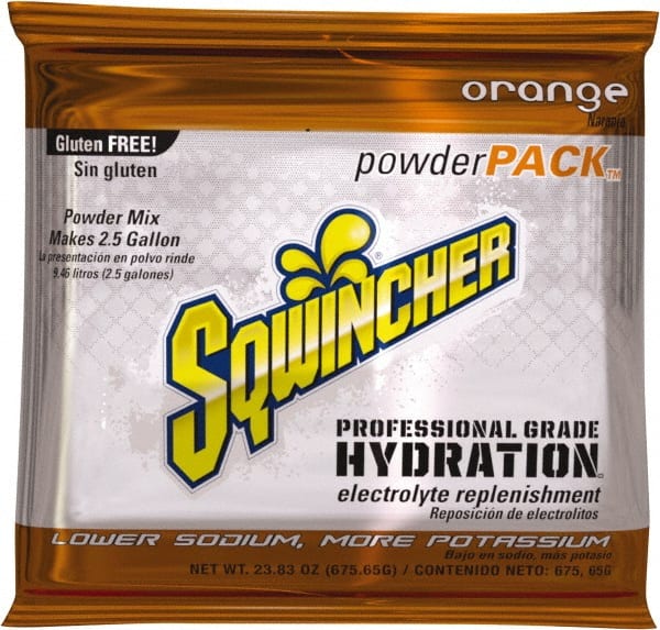 Sqwincher 159016041 Activity Drink: 23.83 oz, Packet, Orange, Powder, Yields 2.5 gal 