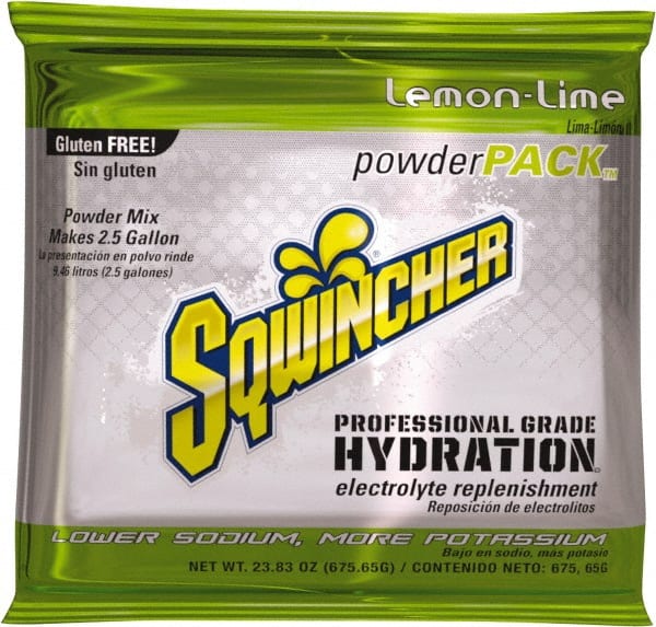 Sqwincher 159016043 Activity Drink: 23.83 oz, Packet, Lemon-Lime, Powder, Yields 2.5 gal 