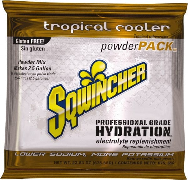 Sqwincher 159016049 Activity Drink: 23.83 oz, Packet, Tropical Cooler, Powder, Yields 2.5 gal 