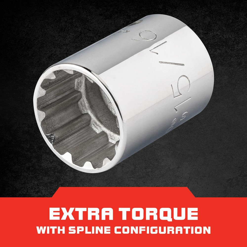 Spline Socket: 1/2 Drive, #22 Spline, 11/16 Hex