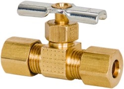 Eaton A6765 Needle Valve: Straight, 1/4" Pipe, Compression x Compression End, Brass Body Image