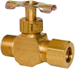 Needle Valve: Straight, 3/8" Pipe, Compression x Compression End, Brass Body