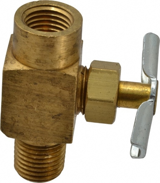 Needle Valve: Straight, 1/4" Pipe, FNPTF x MNPTF End, Brass Body