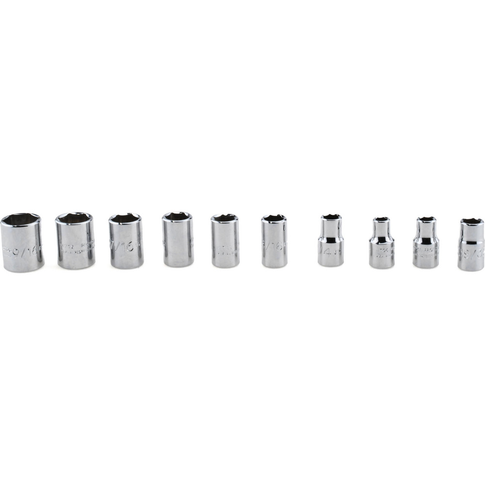Standard Socket Set: 10 Pc, 1/4" Drive, 3/16 to 9/16" Socket