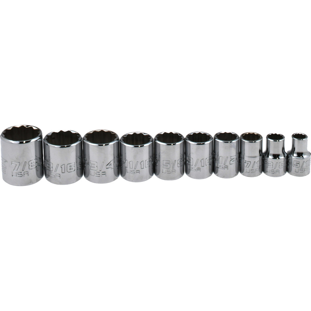 Standard Socket Set: 10 Pc, 3/8" Drive, 5/16 to 7/8" Socket