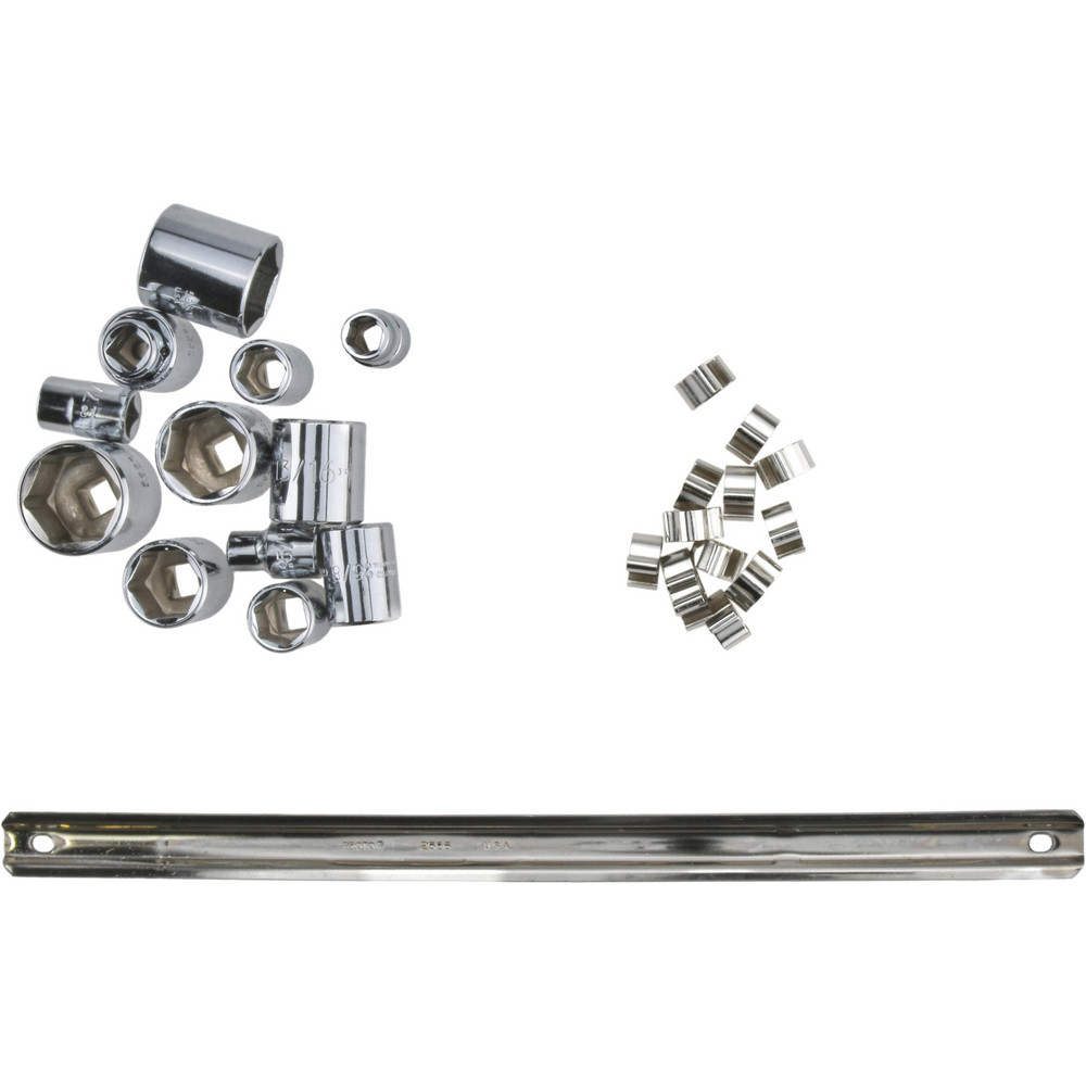 Socket Set: Standard, 12 Pc, 3/8" Drive, 8.00 to 19.00 mm - 6 Point, Chrome