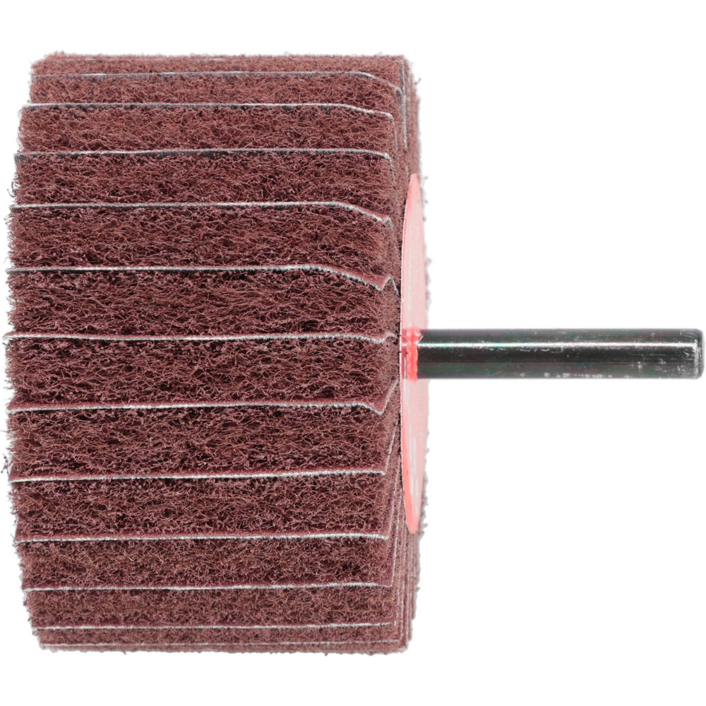 Mounted Flap Wheel: 3" Dia, 1-3/4" Face Width, 180 Grit, Aluminum Oxide