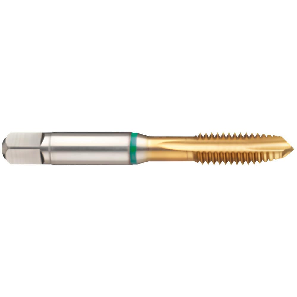 Spiral Point Tap: 1-12 UNF, 4 Flutes, Plug Chamfer, 2B Class of Fit, High-Speed Steel-E, TiN Coated
