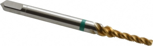 Guhring 9039230021840 Spiral Flute Tap: #2-64, UNF, 3 Flute, Modified Bottoming, 2B Class of Fit, Cobalt, TiN Finish Image