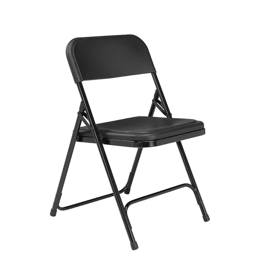 NATIONAL PUBLIC SEATING 810 Folding Chairs; Pad Type: Contoured; Armless; Molded Resin ; Material: Steel; Molded Resin ; Width (Inch): 19 ; Depth (Inch): 20.75 ; Seat Color: Black ; Overall Height: 29.75 