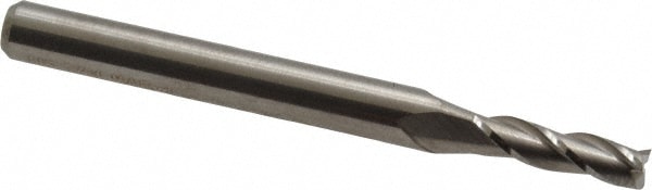 M.A. Ford. 11614060 Square End Mill: 9/64 Dia, 1/2 LOC, 3/16 Shank Dia, 2 OAL, 3 Flutes, Solid Carbide Image