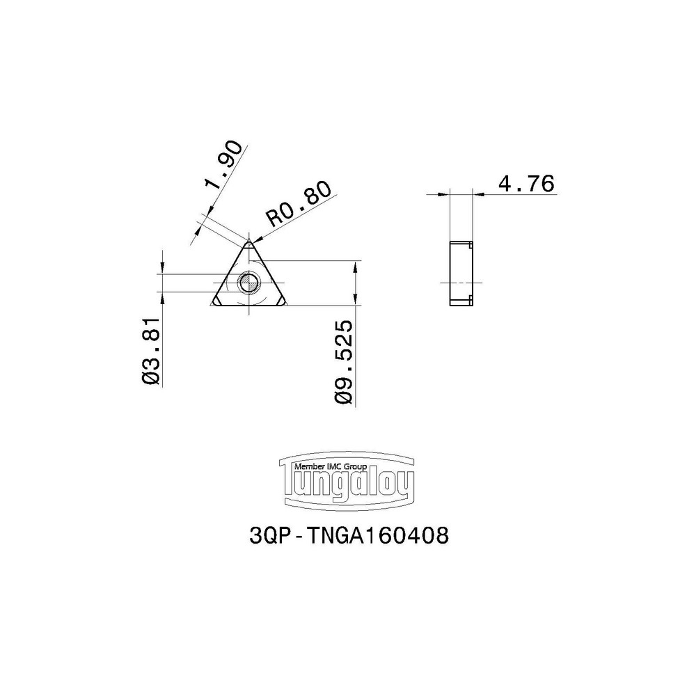 Tungaloy Turning Insert 3QPTNGA332 BX310, Polycrystalline Cubic Boron Nitride (PCBN) MSC