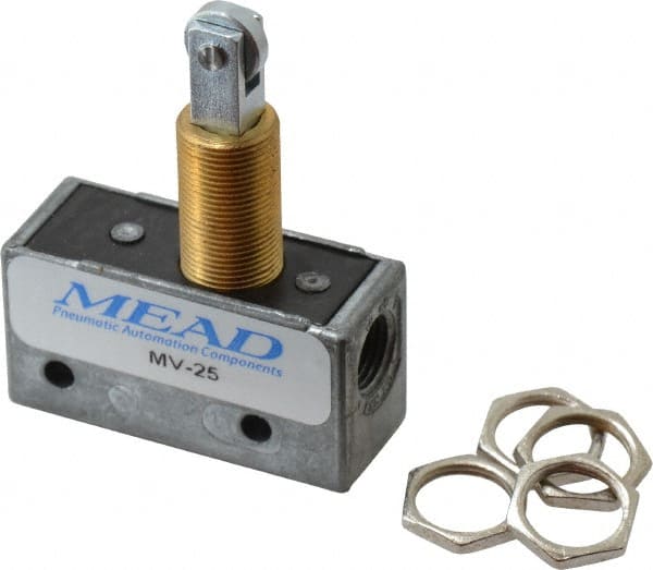 Mead MV-25 Mechanically Operated Valve: 3-Way Pilot, Roller Plunger Actuator, 1/8" Inlet, 2 Position 