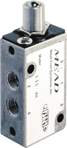 Mead LTV-EHB Mechanically Operated Valve: 4-Way Control, Extended Head Actuator, 1/8" Inlet, 2 Position 