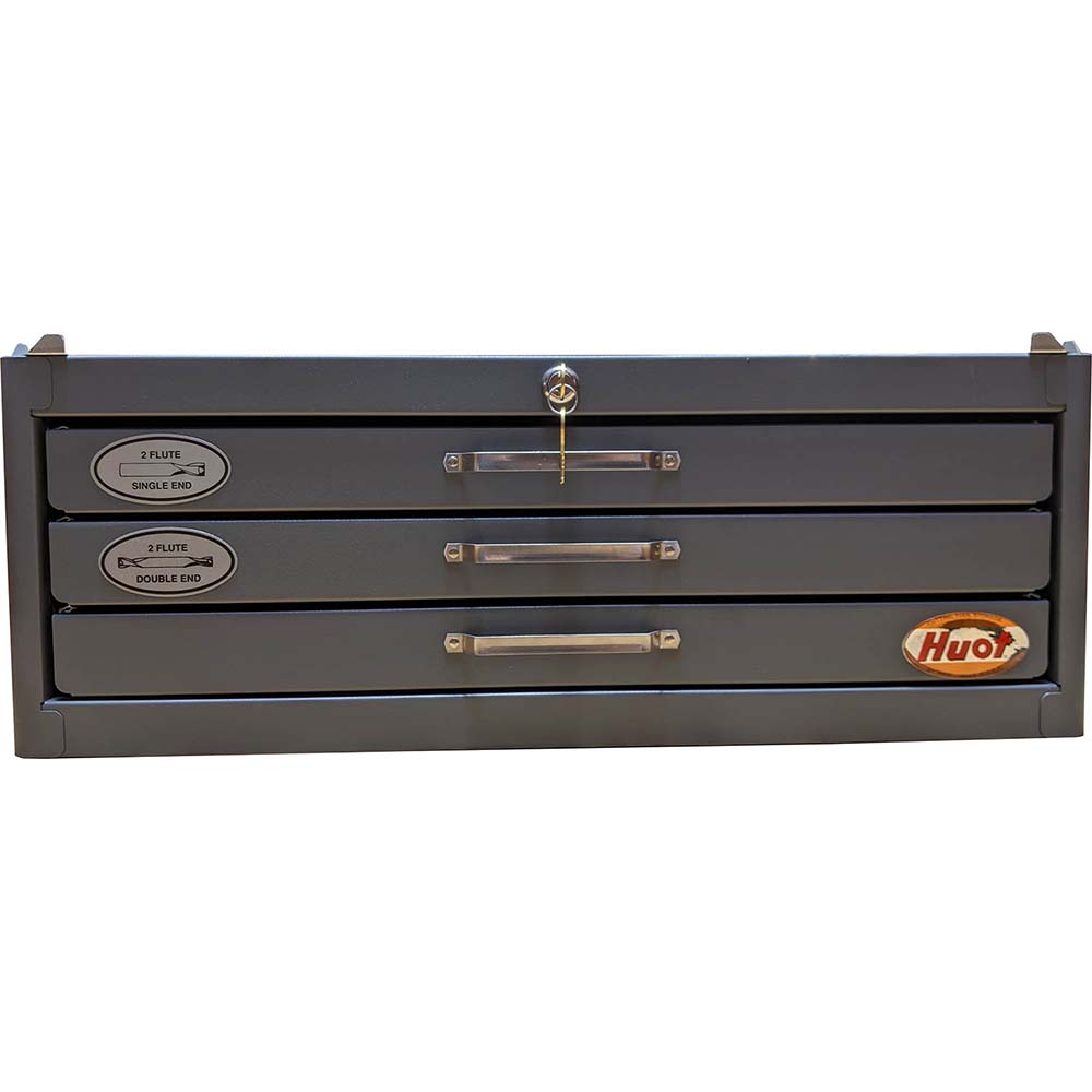 Huot 3 Drawer, 1/16 to 1" End Mill Diam, 2 Flute Steel End Mill