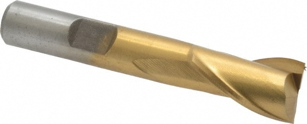 Value Collection 722-1041 Square End Mill: 1/2 Dia, 13/16 LOC, 3/8 Shank Dia, 2-1/2 OAL, 2 Flutes, High Speed Steel Image