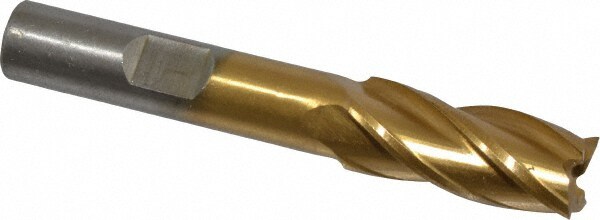 Value Collection 722-3039 Square End Mill: 7/16 Dia, 1 LOC, 3/8 Shank Dia, 2-11/16 OAL, 4 Flutes, High Speed Steel Image