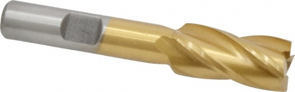 Value Collection 722-3043 Square End Mill: 1/2 Dia, 1 LOC, 3/8 Shank Dia, 2-11/16 OAL, 4 Flutes, High Speed Steel Image