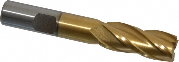 Value Collection 722-3049 Square End Mill: 9/16 Dia, 1-3/8 LOC, 1/2 Shank Dia, 3-3/8 OAL, 4 Flutes, High Speed Steel Image