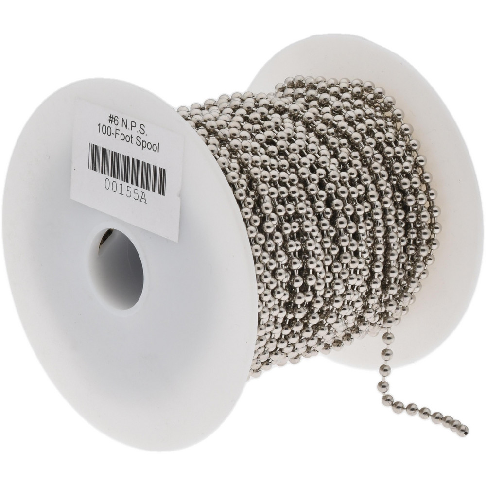 thumbnail image 2 of Stainless Steel #6 Beaded Ball Chain - 100ft Spool With 100 Connectors, 3.2mm USA Made 2 of 3