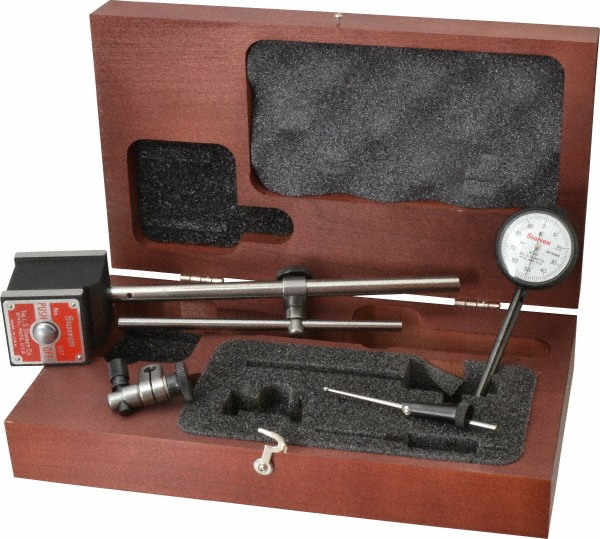 Starrett 0.001" Graduation, 0100 Dial Reading, Dial Indicator & Base