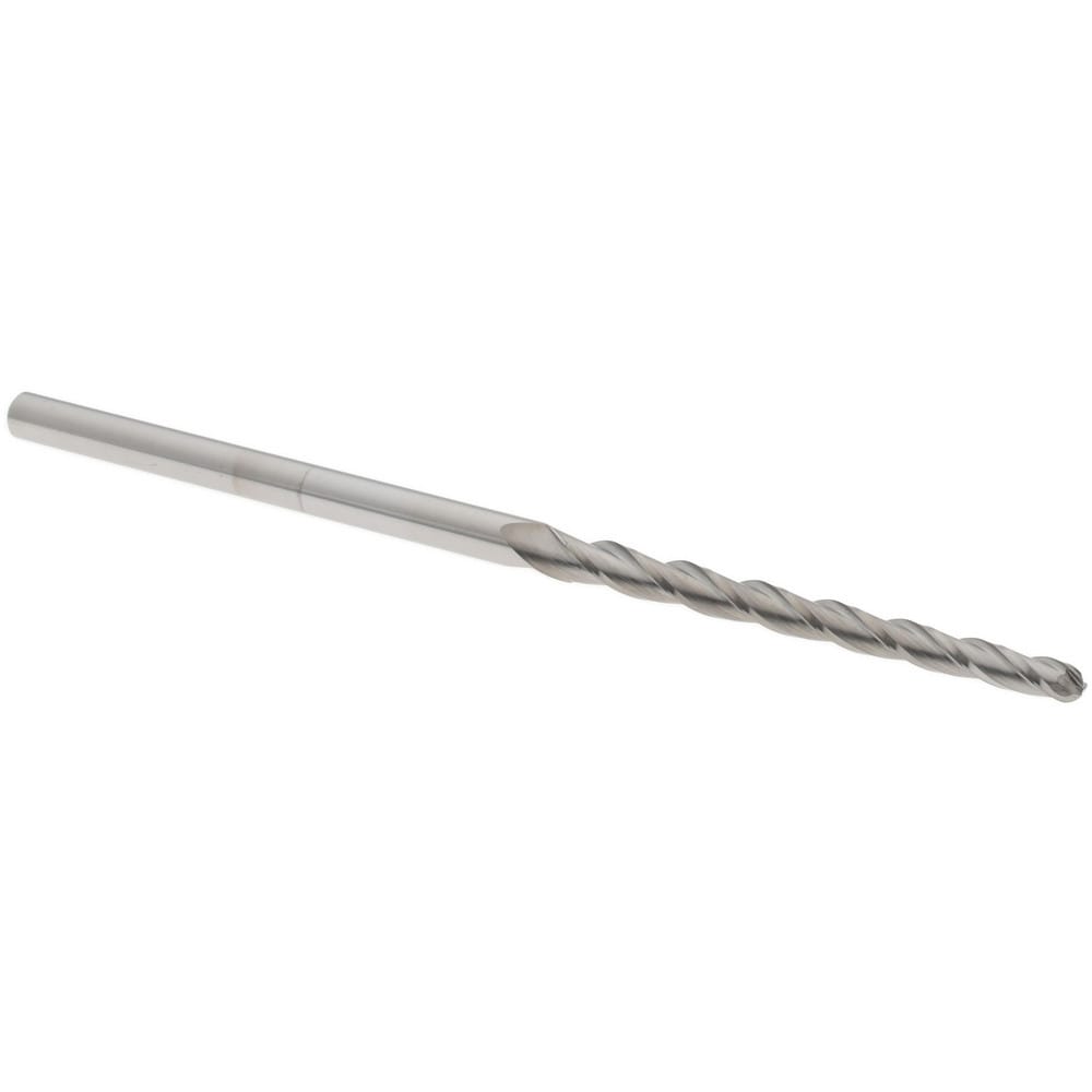 Tapered End Mill: 0.5 ° per Side, 3/32" Small Dia, 1-1/4" LOC, 3 Flutes, Solid Carbide, Ball End