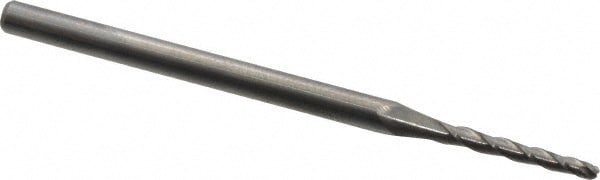 Tapered End Mill: 1 ° per Side, 1/16" Small Dia, 1/2" LOC, 3 Flutes, Solid Carbide, Ball End