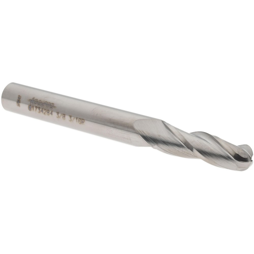 Tapered End Mill: 1 ° per Side, 3/8" Small Dia, 1-1/4" LOC, 3 Flutes, Solid Carbide, Ball End