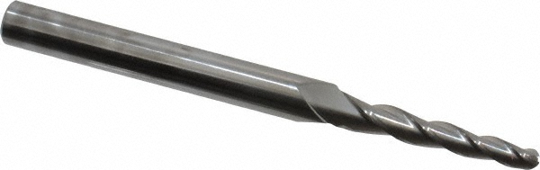 Accupro 12177601 Tapered End Mill: 2 &deg; per Side, 1/8" Small Dia, 1" LOC, 3 Flutes, Solid Carbide, Ball End Image