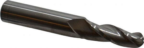 Accupro 12177608 Tapered End Mill: 2 &deg; per Side, 3/8" Small Dia, 1-1/4" LOC, 3 Flutes, Solid Carbide, Ball End Image