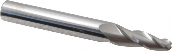 Tapered End Mill: 5 ° per Side, 3/16" Small Dia, 3/4" LOC, 3 Flutes, Solid Carbide, Ball End