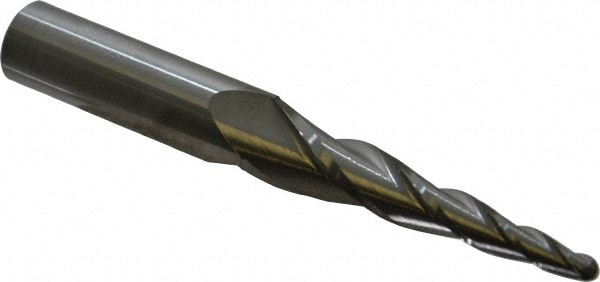 Tapered End Mill: 5 ° per Side, 3/16" Small Dia, 2-1/2" LOC, 3 Flutes, Solid Carbide, Ball End