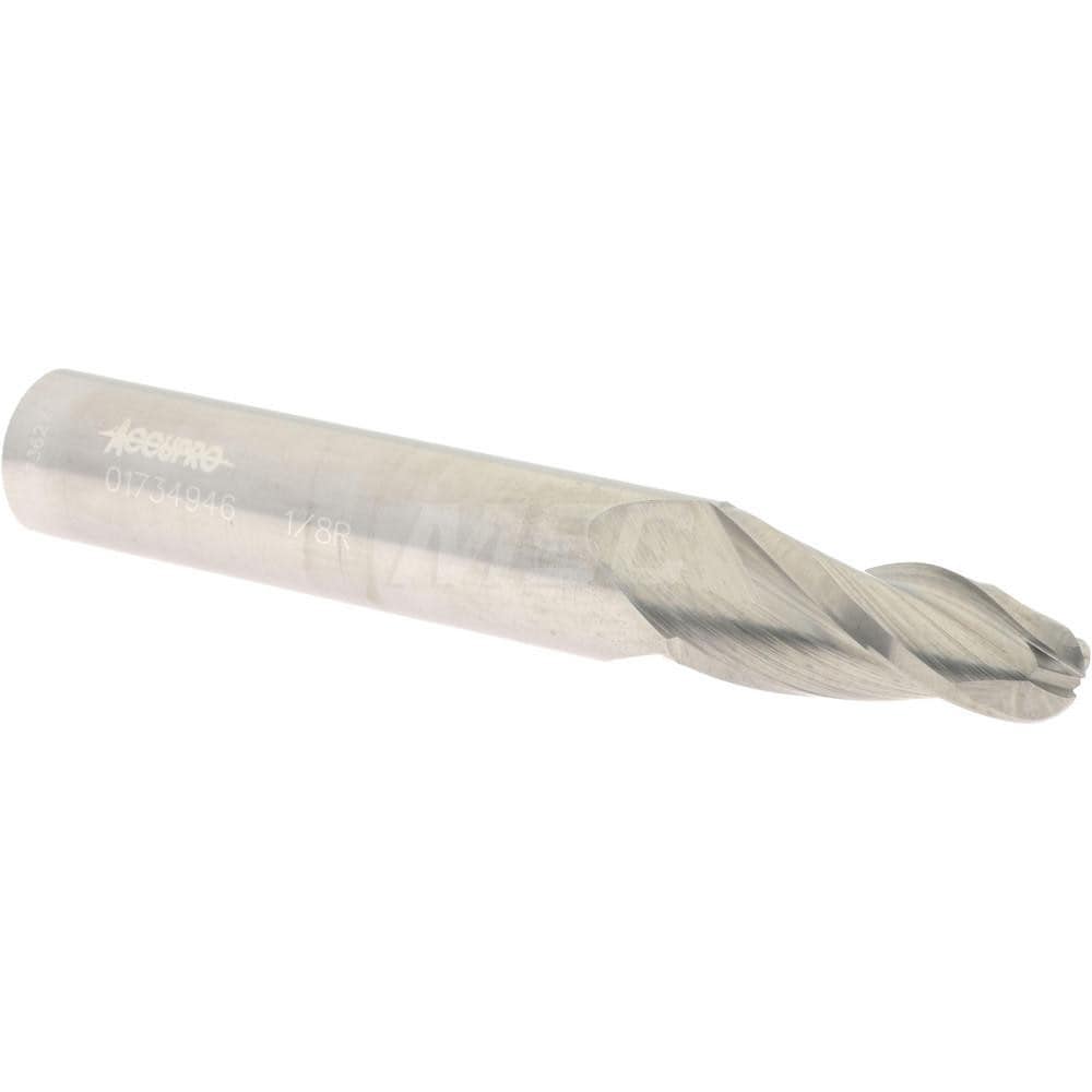 Tapered End Mill: 5 ° per Side, 1/4" Small Dia, 3/4" LOC, 3 Flutes, Solid Carbide, Ball End