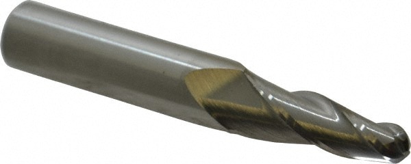 Tapered End Mill: 5 ° per Side, 1/4" Small Dia, 1" LOC, 3 Flutes, Solid Carbide, Ball End
