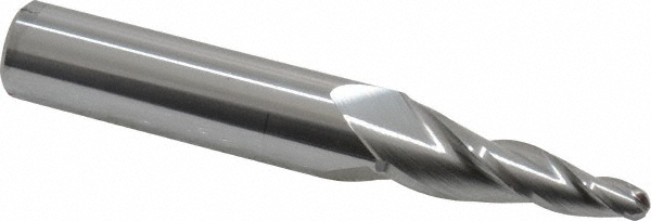 Accupro 12177659 Tapered End Mill: 7 &deg; per Side, 3/16" Small Dia, 1-1/4" LOC, 3 Flutes, Solid Carbide, Ball End Image