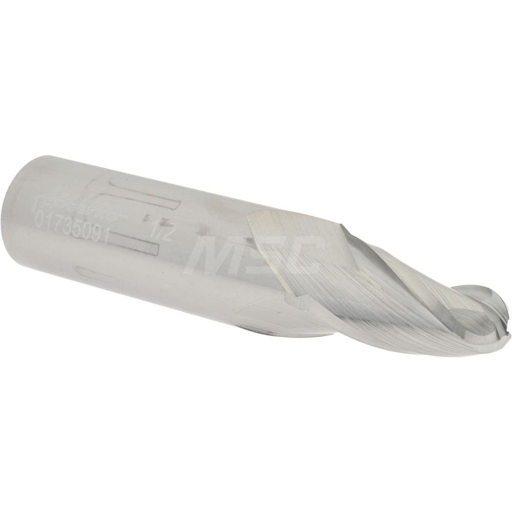 Tapered End Mill: 7 ° per Side, 1/2" Small Dia, 1-1/4" LOC, 3 Flutes, Solid Carbide, Ball End