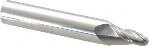 Tapered End Mill: 10 ° per Side, 1/4" Small Dia, 3/4" LOC, 3 Flutes, Solid Carbide, Ball End